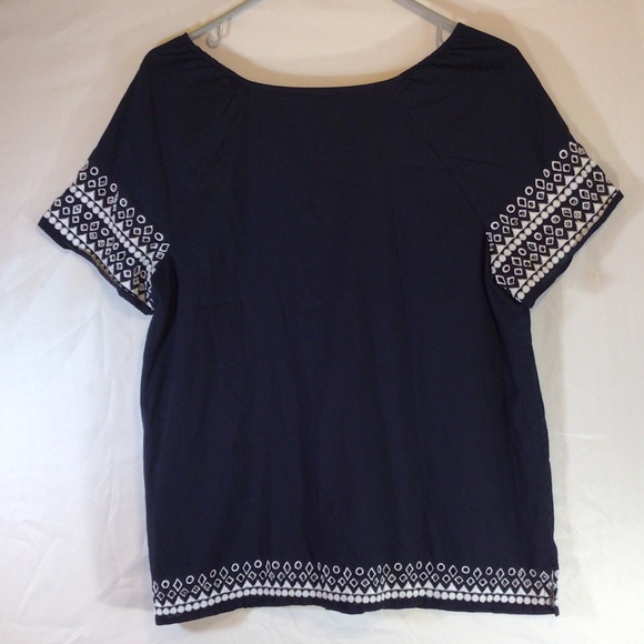 Talbot's women's top navy size Large p embroidered casual mature boho hippie - Picture 2 of 12